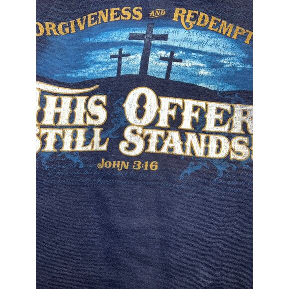 John 3:16 Shirt Forgiveness Redemption One And Only Son Blue Jesus Tee Medium - Picture 5 of 10